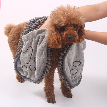 Soft Pet Scrubbing Towel Mitt | Gloved Bath Towel for Cats and Dogs