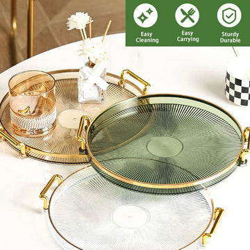 Round Serving Decorative Tray Plastic Serving Tray Kitchen Storages Decor for Party Coffee Table for Living Room Bathroom